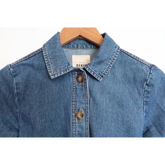 SEZANE Anila Organic Cotton Denim Crop Utility Jacket Anthropologie 34 XS $145 - Picture 6 of 12